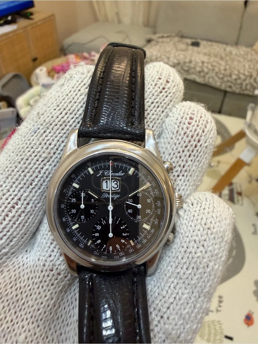 J. Chevalier Prestige Automatic Chronograph 49 Jewels Big Date Watch Ref 3278